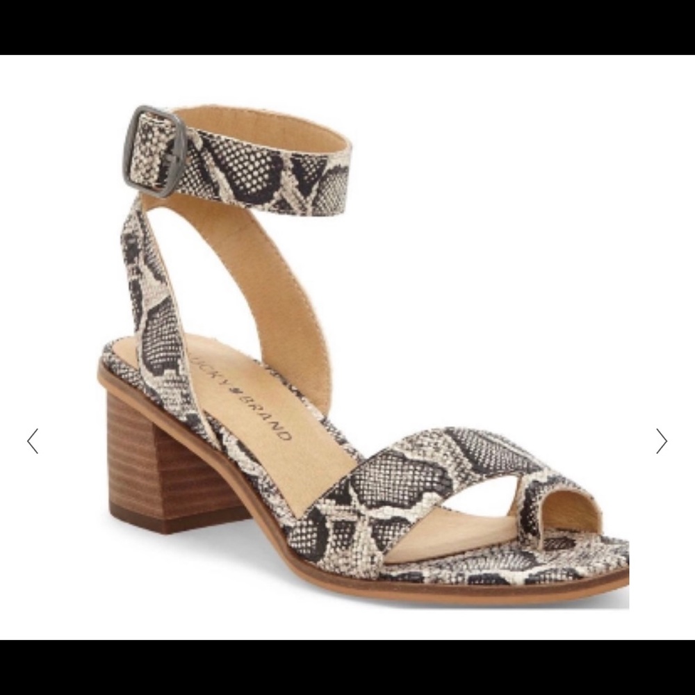 Lucky Brand Cream Snake 🐍 Print Heeled Sandals